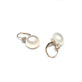 Auskari ar briljantiem (0.02 ct) un kultivētam pērlēm 1232-5063