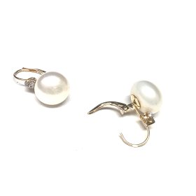 Auskari ar briljantiem (0.02 ct) un kultivētam pērlēm 1232-5063