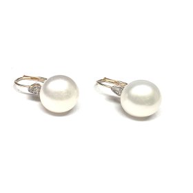Auskari ar briljantiem (0.02 ct) un kultivētam pērlēm 1232-5063