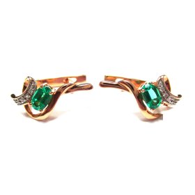Aiskari ar dimantiem (0.02 ct), sintētiskajiem smaragdiem (0.15 ct) 2550-3461