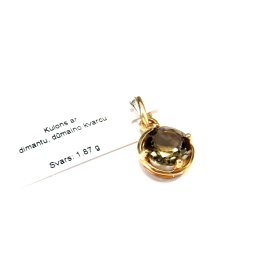 Kulons ar briljantu (0.01 ct),dūmaino kvarcu  82g1-6463
