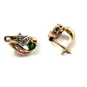 Auskari ar briljantiem (0.02ct), smaragdiem (0.2ct) 1690-4553