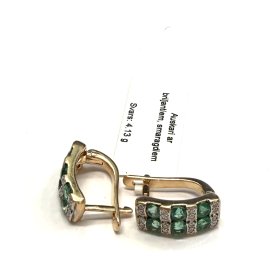Auskari ar briljantiem (0.10ct), smaragdiem (1.96ct) 10163-0761