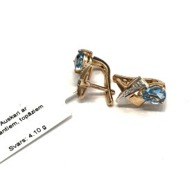 Auskari ar briljantiem (0.02ct), topāziem 3881-0763