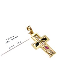 Kulons  ar rubīnu (0.06 ct), safīriem (0.12 ct)  1980-1461