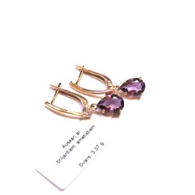 Auskari ar briljantiem (0.06ct), ametistiem 1121-4063