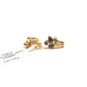 Auskari ar briljantiem (0.02 ct.), rubīniem (0.06 ct.), safīriem (0.20 ct.), smaragdiem (0.04 ct.) 983-3063