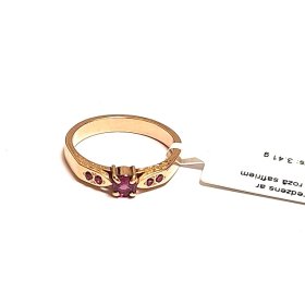 Gredzens ar rubīnu (0.15 ct.), roza safīriem (0.05 ct.) 1370-2851