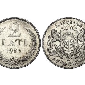 Latvijas sudraba monēta 2 Lati 1925. gads