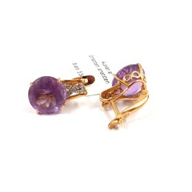 Auskari ar briljantiem (0.04ct) un ametistiem 24590-0951