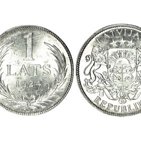 Latvijas sudraba moneta 1 Lats 1924.gada