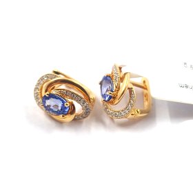 Auskari ar briljantiem (0.12ct), safīriem (1.38ct) 2240-0863