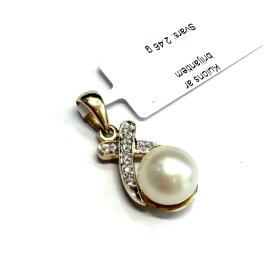 Kulons ar briljantiem (0.04 ct), pērli 2884g7-0751