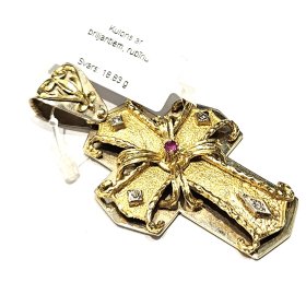 Kulons ar briljantiem (0.12 ct), rubīnu (0.05 ct) 541g1-8161
