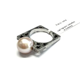 Gredzens ar briljantiem (0.10 ct), kultivētu pērli 4952-0763