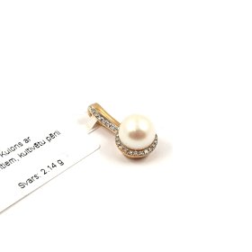 Kulons ar briljantiem (0.17ct) un kultivētu pērli 418g1-0963