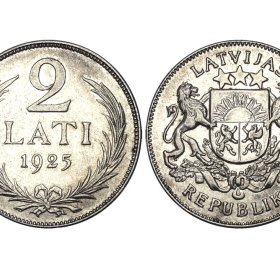 Latvijas sudraba monēta 2 Lati 1926. gads