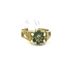 Gredzens ar dimantu (0.01ct), smaragdiem (0.24ct) 23112-8151