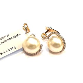 Auskari ar dimantiem (0.42 ct) un kultivētām pērlēm 2433-8363