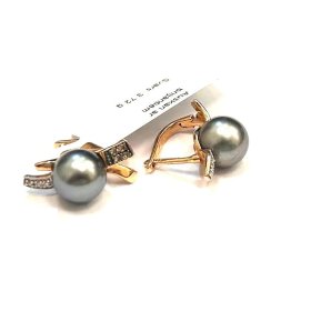 Auskari ar briljantiem un kultivētu pērli (0.14 ct) 10813-8361