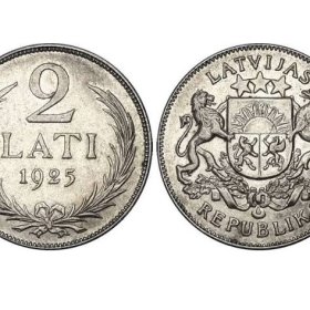 Latvijas sudraba monēta 2 Lati 1925. g.
