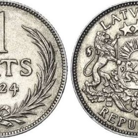 Latvijas sudraba monēta 1 Lats 1924. gads