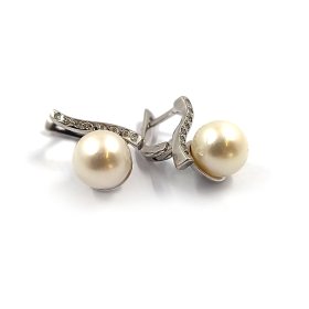 Auskari ar briljantiem (0.08ct), kultivētām pērlēm 2870-08631