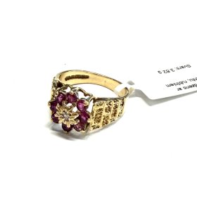 Gredzens ar briljantiem (0.01 ct), rubīniem (0.06 ct) 5153-0763