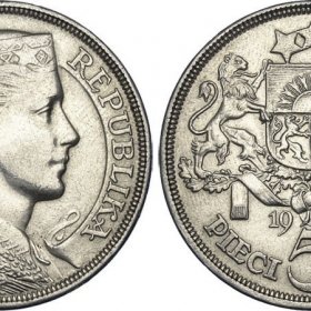 Latvijas sudraba monēta 5 Lati 1932 gads