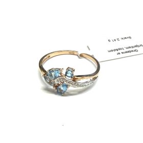 Gredzens ar briljantiem (0.03ct), topāziem 555g2-0763