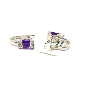Auskari ar briljantiem (0.07ct) un ametistiem 5230-0963