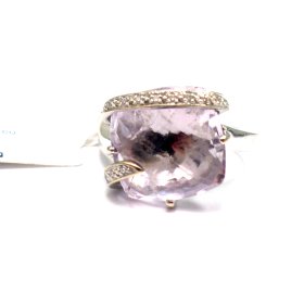 Gredzens ar kvarcu un briljantiem(0.10 ct) 2102-1161