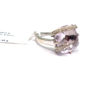 Gredzens ar kvarcu un briljantiem(0.10 ct) 2102-1161