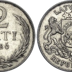 Latvijas sudraba monēta 2 Lati 1926. gads