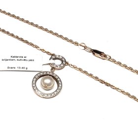 Kaklarota ar briljantiem (0.35ct) un kultivētu pērle 2460-5063