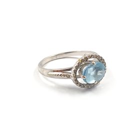 Gredzens ar briljantiem (0.14ct), topāzu 2610-0863