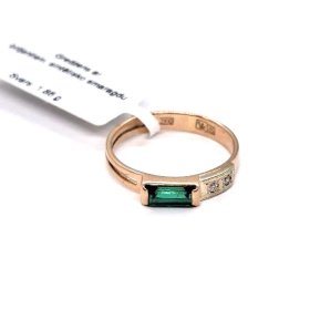Gredzens ar briljantiem (0.02 ct) un sintētisko smaragdu 3130-3463