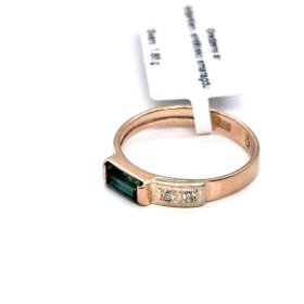 Gredzens ar briljantiem (0.02 ct) un sintētisko smaragdu 3130-3463