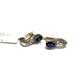 Auskari ar briljantiem (0.004 ct), safīriem (0.29 ct) 13261-8361