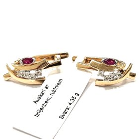 Auskari ar briljantiem (0.16 ct), rubīniem (0.15 ct) 5721-1163