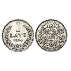 Latvijas sudraba monēta 1 Lats 1924. gada