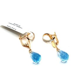 Auskari ar dimantiem (0,12 ct), topāziem (4,48 ct) 4200-2563