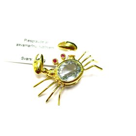 Piespraude ar rubīniem ( 0.02 ct), akvamarīnu 13572-0561