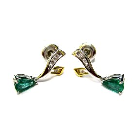 Auskari ar briljantiem (0.01 ct), smaragdiem (0.5 ct) 4032-0563