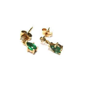 Auskari ar briljantiem (0.01 ct), smaragdiem (0.3 ct) 4033-0563