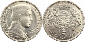 Latvijas sudraba monēta 5 lati 1929.g.