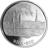 Latvijas sudraba monēta Rīga 800 XVI g.s.