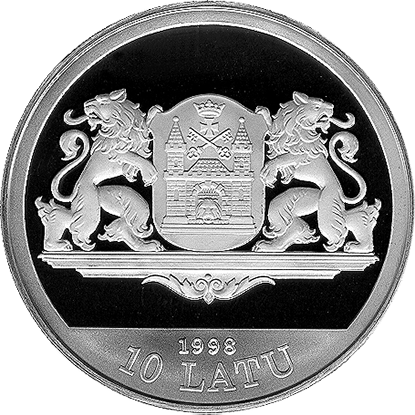 Latvijas sudraba monēta Rīga 800 XX gs.