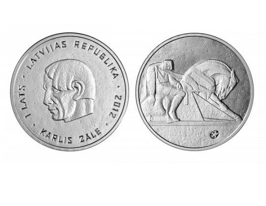 Latvijas sudraba monēta 1 Lats Kārlis Zāle