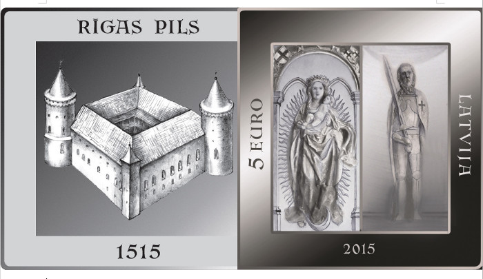 Latvijas sudraba monēta Rīgas Pilij 500